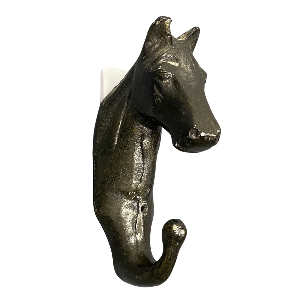 Horse Face Head Wall Mount_Coat Hat Handbag Hook_ Black Cast Iron_ Equestrian￼